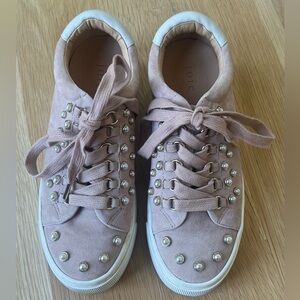 JOIE Dusty pink suede platform sneaker with pearl embellishments 36.5
